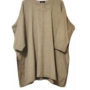 Women's Eskandar Grey Cotton/Cashmere Tunic 3/4 Sleeve England Bust: 31"